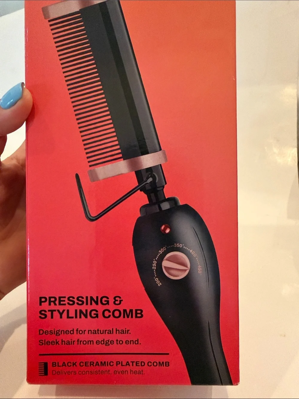 NWT Gold N Hoy Black Ceramic Played Pressing & Styling Comb - Black